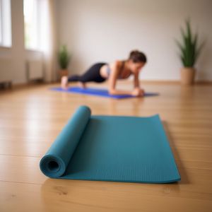 Tapis de yoga en PVC bleu paon 173*61*0.3cm, surface respirante et antidérapante, matériau écologique pour le confort et la durabilité - Product Image 3