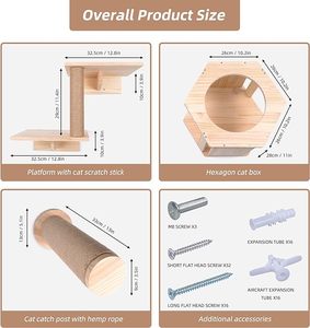 Reposapiés para <span class=keywords><strong>gatos</strong></span>, muebles de escalada de madera, casa para <span class=keywords><strong>gatos</strong></span>, muebles de apartamento, juego de escalones de pared para <span class=keywords><strong>gatos</strong></span> montados en la pared, - Product Image 3
