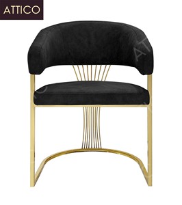 เก้าอี้รับประทานอาหารสีทองเบาะหรูหราเก้าอี้เท้าแขนสแตนเลสโลหะสีทองห้องนั่งเล่นเก้าอี้รับประทานอาหารสำเนียงสำหรับบ้านและโรงแรม - Product Image 2