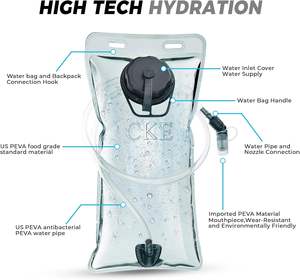 Sac à dos d'hydratation gratuit 18L avec poche à eau 2L/3L, sac à dos d'hydratation pour la randonnée, pour femmes et hommes, sac à dos d'hydratation isolé et léger - Product Image 6