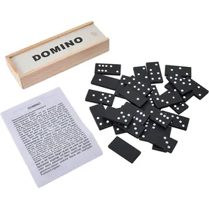 Jogo de tabuleiro clássico personalizado divertido e envolvente jogo de mesa duplo seis dominó com estojo de madeira para adultos