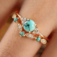 Offre Spéciale : Ensemble de Bagues Rétro Style Western en Turquoise pour Femmes et Hommes – Bijoux de Fête en Turquoise avec Zircon
