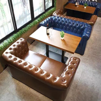 Canapé de bar à whisky classique européen, restaurant musical, café, combinaison table et chaises, canapé en cuir 3 places