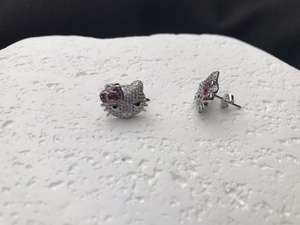 أقراط قطة جديدة مطلية بالذهب مثلجة قرط قطة لطيفة كرتون On CZ أقراط كيتي صغيرة للفتيات - Product Image 4