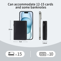 Portefeuille homme personnalisé à trois volets avec blocage RFID, porte-cartes magnétique amovible en métal fin en aluminium