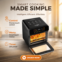 Four à friture à air chaud intelligent moderne de 10,3 L grande capacité 1700W avec commande tactile, chauffage supérieur, fenêtre visible et circulation d'air chaud pour la cuisine