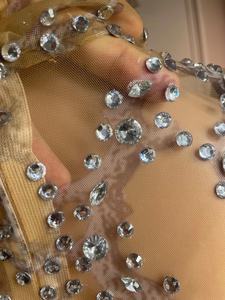 Mini robe transparente à manches bouffantes avec franges <span class=keywords><strong>en</strong></span> cristal pour femme, tenue de soirée de mariage, d'anniversaire, de Club, Sexy, vente <span class=keywords><strong>en</strong></span> gros - Product Image 6