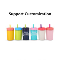 Termo Infantil Personalizado al por Mayor para la Escuela, Vaso de Viaje de Acero Inoxidable de 12 oz con Tapa Antiderrames y Pajita Flexible