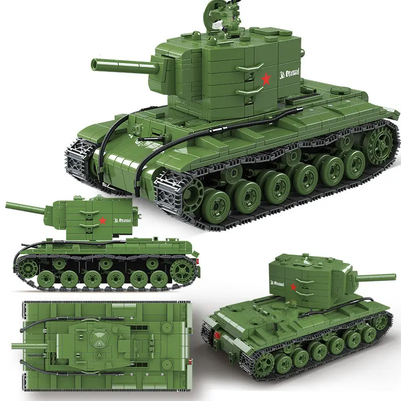 Askeri sovyet KV 2 tankı yapı taşları ordu silah tankı tuğla oyuncak tankı modeli yapı tuğlaları oyuncak askeri oyuncaklar