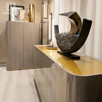 Ensemble de meubles de couloir de luxe 2026, placard latéral à 4 portes en placage de bois, console d'angle moderne finition ultra brillante