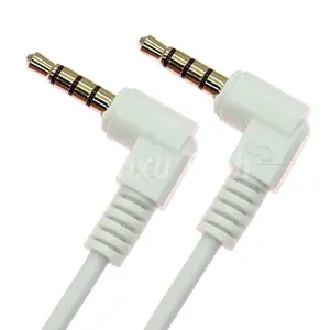 90 derajat sudut Male ke Male 3.5mm 3 4 tiang TRS TRRS mikrofon Mono Stereo Audio Jack kabel adaptor Patch untuk Headphone