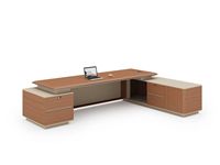 Bureau de direction moderne de luxe en bois avec armoire latérale et chaise en cuir, ensemble de mobilier de bureau