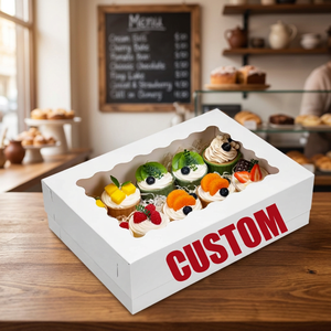 Boîte à cupcakes carrée rigide en kraft réutilisable avec 6 trous, fermeture magnétique et fenêtre pour l'emballage alimentaire à emporter (vente en gros) - Product Image 3