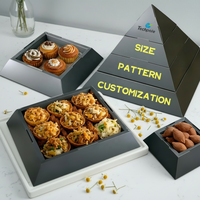 Maßgefertigte Recycelbare Pyramidenförmige Lebensmittelgeeignete Papierbox für Arabische Snacks, Bäckerei-Verpackung, Takeaway-Stapelbox, Grazing-Platter-Verpackung
