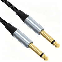Kabel Audio Mono Stereo 6.35mm ke 6.35mm Jack 1/4 dengan Selubung Nilon Kustom dan Pelindung Anyaman, Konektor Male-male untuk Home Theater