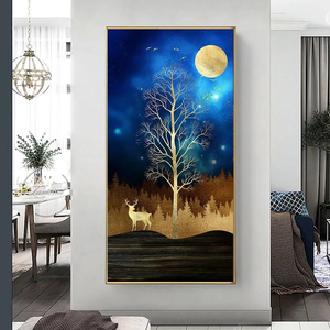 Arte <span class=keywords><strong>de</strong></span> Pared <span class=keywords><strong>de</strong></span> Porcelana <span class=keywords><strong>de</strong></span> Cristal Golden Tree, Decoración Moderna <span class=keywords><strong>de</strong></span> Lujo para Entrada <span class=keywords><strong>de</strong></span> Pasillo en Negro y Dorado - Product Image 6