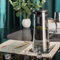 Carafe à eau en verre borosilicate transparent classique, écologique, thermos et bouteille avec couvercle pour les ensembles de café et de thé