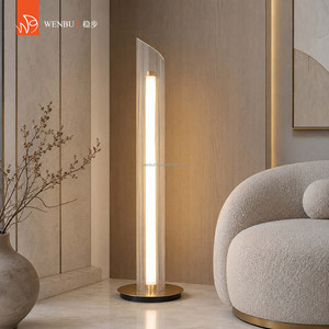 Linear Acrylic Light Guide Panel luxury <b>floor</b> <b>lamp</b> in Mirror Champagne <b>Gold</b> for Villa - Product Image 3