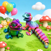 Vashine - Figura de Gecko Arcoíris Impresa en 3D, Cuerpo Flexible, Figura de Animal Colorida para Niños y Coleccionistas, Figura de Gecko Colorida