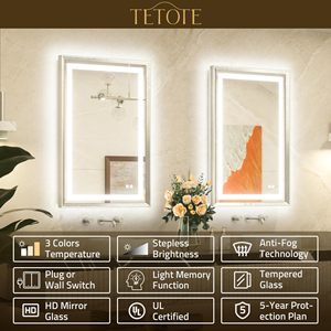 Anti-Fog <b>Mirror</b> with a Scratch-Resistant Coating, Maintains a Pristine and New-Looking Surface for Years - Product Image 2