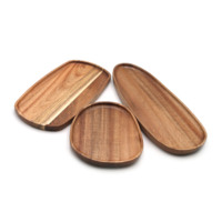 Plateau en bois d'acacia personnalisé en gros assiettes incassables plateau de service plats en bois assiettes rondes en bois d'acacia assiettes de présentation
