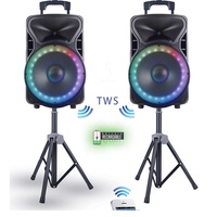 Altavoz portátil de 15 pulgadas y 200W para Karaoke, sistema de sonido para DJ, con LED, micrófono, batería ECHO