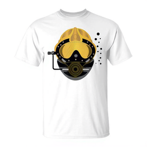 Camiseta de Hombre con Estampado de Casco de Buzo Comercial, Cuello Redondo, Manga Corta, Algodón Blanco, Impresión Digital, Ropa Promocional - Product Image 2
