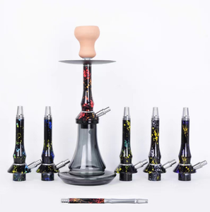 En gros, Ensemble de chicha mini moderne portable de voyage avec miroir, à tuyau unique en aluminium et foyer en argile - Product Image 1