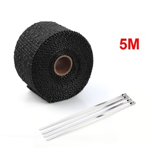 <span class=keywords><strong>Bande</strong></span> <span class=keywords><strong>thermique</strong></span> isolante en fibre de verre haute température noire titane pour collecteur d'échappement de moto - Product Image 2