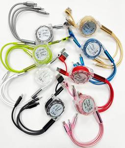 Câble de charge rapide télescopique 3 en 1 personnalisé 6A USB Type C & Micro USB Câble de données tressé lisse - Product Image 5