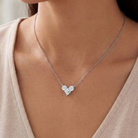 Collier Pendentif Cœur en Moissanite VVS Créé en Laboratoire, Chaîne Câble Plaqué Or Argent Sterling S925 1.7CT, Charme Sourire pour Femme GRA