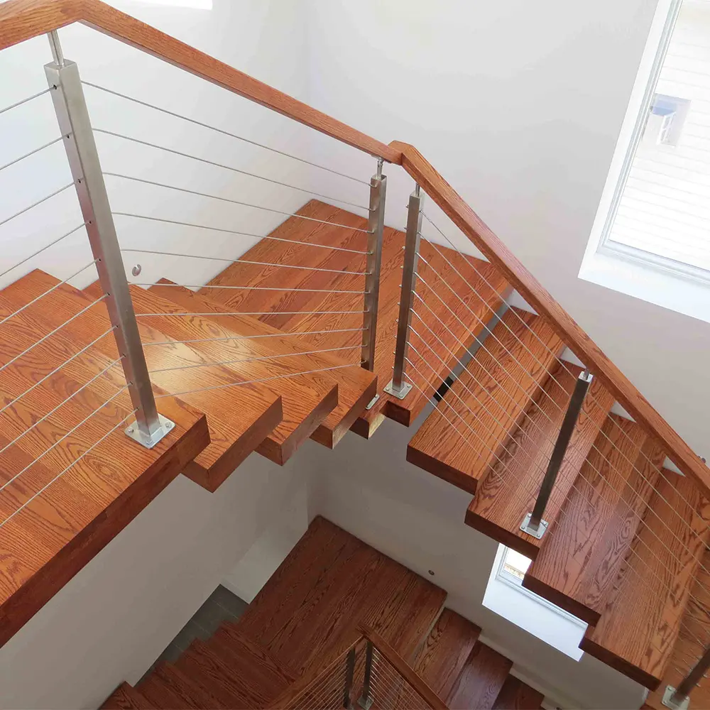 Contemporary stair railings stainless wire handrail for indoor stairs