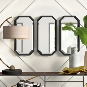 Set di Specchi <span class=keywords><strong>da</strong></span> Parete Ottagonali in Metallo Dorato Stile Art Deco Moderno, Specchi Decorativi Antichi ed Eleganti per Casa, Hotel, Soggiorno e Lobby - Product Image 2