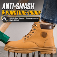 Chaussures de sécurité pour hommes à embout d'acier, doublure chaude en peluche, bottes de travail hiver antidérapantes et anti-perforation pour usine et chantier