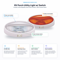 Nouvelle lampe ovale LED 12V pour porche extérieur de camping-car américain, avec interrupteur, pièce de rechange pour remorque, caravane, quinzième roue, camping-car