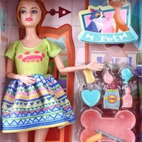 KSF Poupée de mode de 11 pouces avec chiot, jeu d'alimentation pour animaux de compagnie, jouets d'imitation pour enfants, ensemble de jeu de poupée avec accessoires