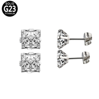 Vente chaude usine : Paire de clous d'oreille en titane pour piercing de lobe, bijoux avec clip papillon, vente en gros