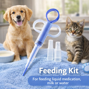 Seringue distributrice de médicaments pour animaux de compagnie écologique à double tête en plastique pour chats et chiens, kit d'alimentation pour pilules et liquides, seringue pour animaux de compagnie - Product Image 1
