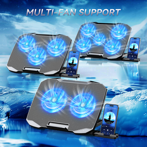 Giá sỉ, giá cả phải chăng, đế tản nhiệt <span class=keywords><strong>laptop</strong></span> 3 quạt với quạt làm mát, chiều cao có thể điều chỉnh, đế làm mát máy tính xách tay kèm giá đỡ điện thoại - Product Image 2