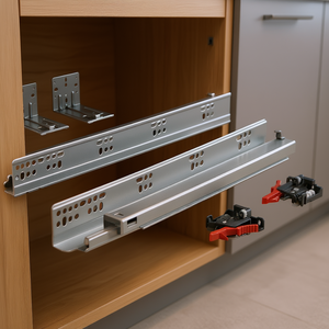 Glissières de tiroir robustes en acier de 15 pouces à extension complète avec roulement à billes et fermeture amortie pour meubles de cuisine et de chambre - Product Image 2