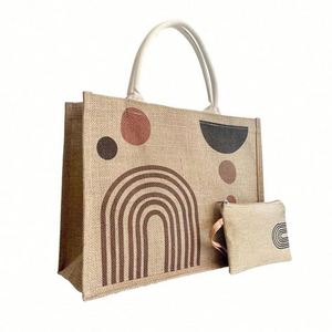 Promotional <b>Printing</b> Shopping Beach Tourism Art Design Recycled Waterproof Tote Jute Bag Original - Product Image 1