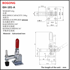 BOGONG-GH-101-A de herramientas de mano, abrazadera de palanca Vertical de liberación rápida, capacidad de sujeción de 50kg, CH HS <span class=keywords><strong>WDC</strong></span> 101A - Product Image 4