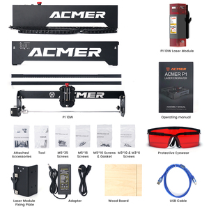 Machine de gravure et de découpe laser CO2 ACMER P1 - Options 10W/20W, système d'assistance pneumatique automatique, contrôle APP/WiFi, haute performance pour caoutchouc et MDF - Product Image 6