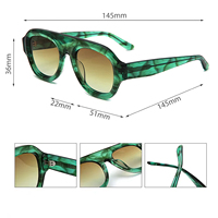 Lunettes de soleil rondes vertes surdimensionnées de haute qualité pour femmes, de marque, polarisées UV400, de luxe, en acétate 2026