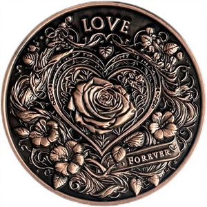 Moneda de Colección de Amor, Moneda Conmemorativa con Diseño de Corazón y Rosa, Regalo Único para É<span class=keywords><strong>l</strong></span>/Ella - Amor Conmemorativo - Product Image 1