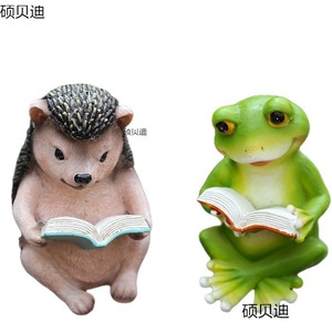 Figurine de lapin en résine, lisant un livre, décoration de jardin extérieur, ornement de patio, forme animale peinte, autoportante - Product Image 5