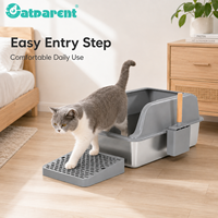 Caixa de Areia para Gatos de Alta Qualidade e Grande Capacidade em ABS e Aço Inoxidável com Design Aberto e Recursos de Limpeza Fácil para Animais de Estimação