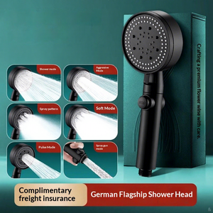 Pomme de douche pressurisée noire avec débit réglable, design moderne et simple, montage mural, robinet de douche en ABS - Product Image 6