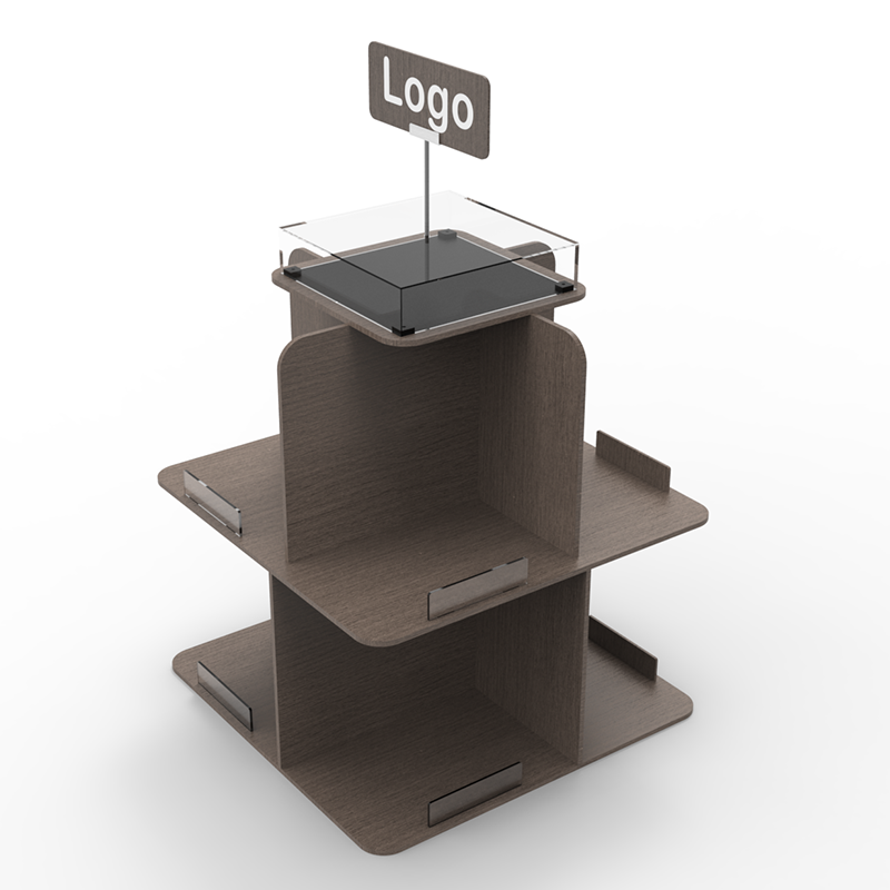 2-tier Modern Book Floor Stand Display Rack for MDF Wood for Promotion in Retail Shops and Supermarkets