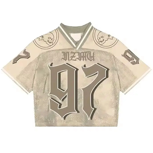 Custom Man <b>Cropped</b> Oversized Vintage Streetwear Sports Retro American Boxy Mesh T-shirt Soccer Football Jersey for Men - Product Image 1